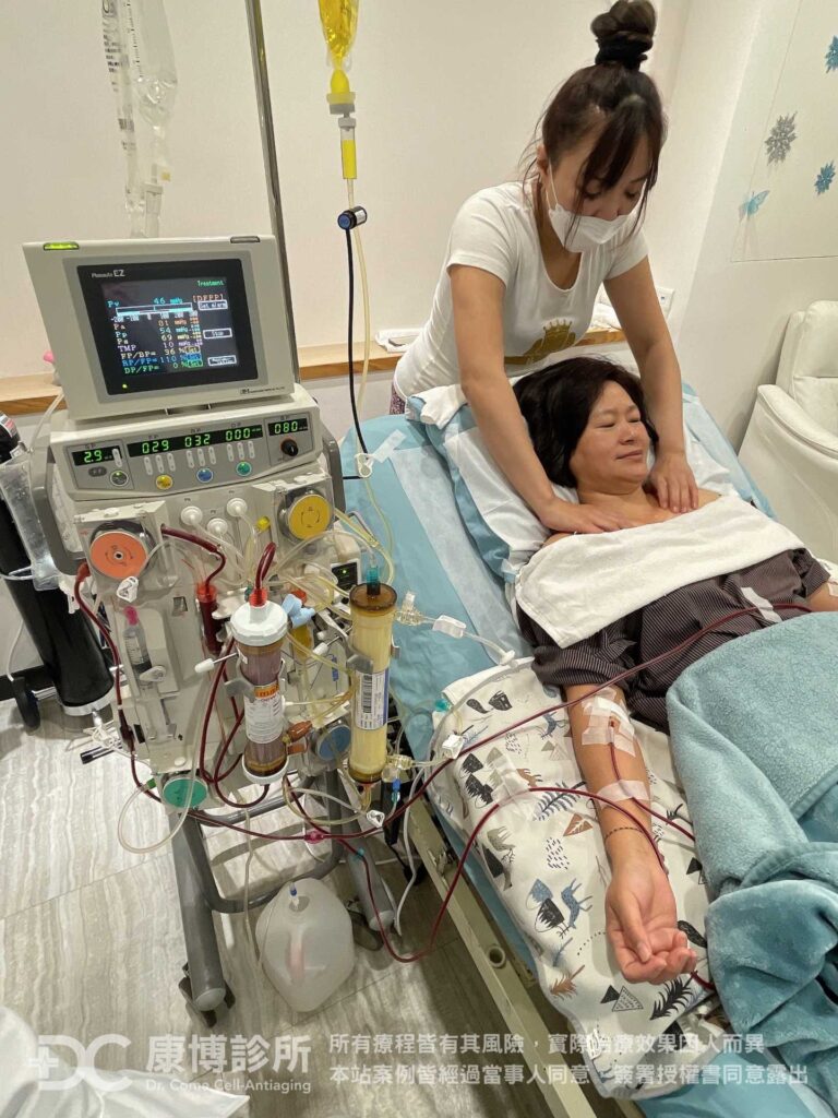 醫生建議潘小姐從血液淨化療程開始,先清除血液中容易導致發炎的大分子,並搭配靜脈雷射治療,提升紅血球攜養能力,以增強自身的免疫力,再使用適合的營養品做整體體質調整。